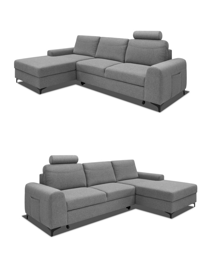 Narożnik Stilo, funkcja spania, pojemnik, przestawny zagłówek, kieszeń boczna, ROBE