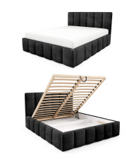 Łóżka tapicerowane Lunaro 140x200, podnośnik, stelaż, pojemnik, Gruszka Meble