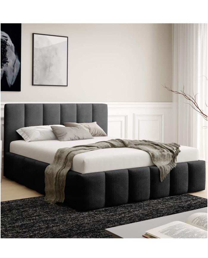 Łóżka tapicerowane Lunaro 140x200, podnośnik, stelaż, pojemnik, Gruszka Meble