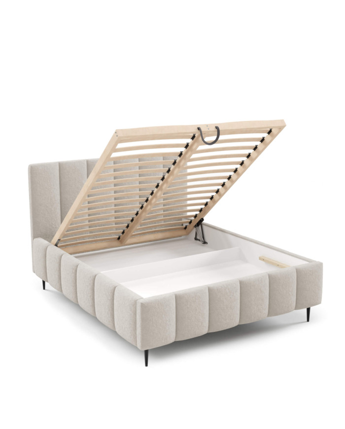 Łóżka tapicerowane Lunaro Leg 140x200, podnośnik, stelaż, pojemnik, Gruszka Meble