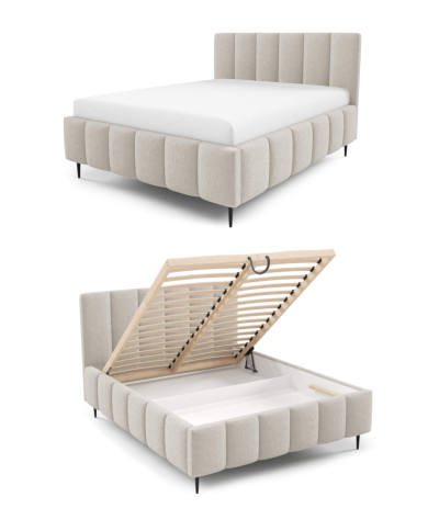 Łóżka tapicerowane Lunaro Leg 160x200, podnośnik, stelaż, pojemnik, Gruszka Meble