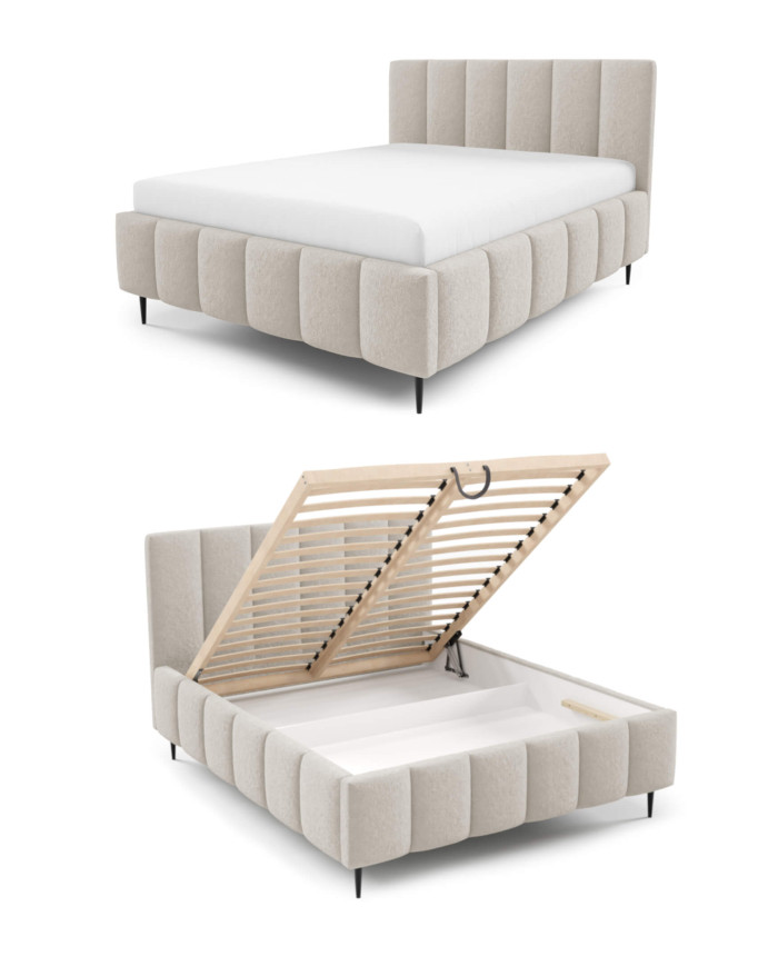 Łóżka tapicerowane Lunaro Leg 180x200, podnośnik, stelaż, pojemnik, Gruszka Meble