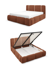 Łóżka tapicerowane Bianco Led 120x200, oświetlenie, podnośnik, stelaż, pojemnik, Gruszka Meble