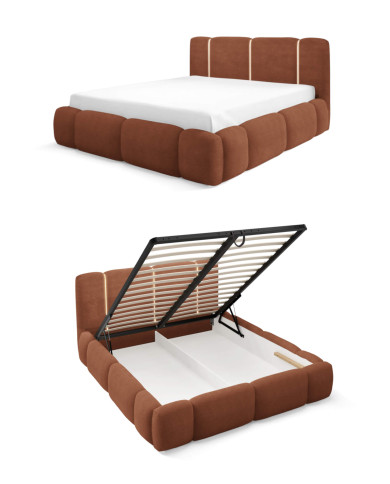 Łóżka tapicerowane Bianco Led 180x200, oświetlenie, podnośnik, stelaż, pojemnik, Gruszka Meble