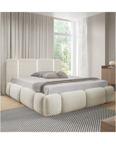 Łóżka tapicerowane Bianco Led 180x200, oświetlenie, podnośnik, stelaż, pojemnik, Gruszka Meble