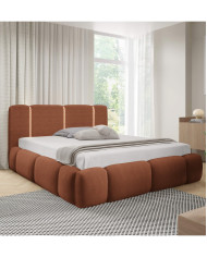 Łóżka tapicerowane Bianco Led 200x200, oświetlenie, podnośnik, stelaż, pojemnik, Gruszka Meble