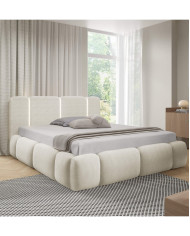 Łóżka tapicerowane Bianco Led 200x200, oświetlenie, podnośnik, stelaż, pojemnik, Gruszka Meble