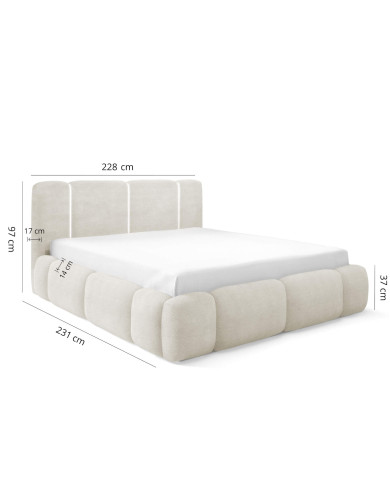 Łóżka tapicerowane Bianco Led 200x200, oświetlenie, podnośnik, stelaż, pojemnik, Gruszka Meble