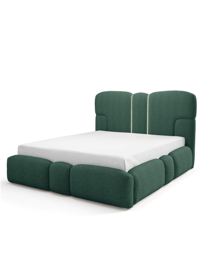 Łóżka tapicerowane Monti Led 120x200, oświetlenie, podnośnik, stelaż, pojemnik, Gruszka Meble