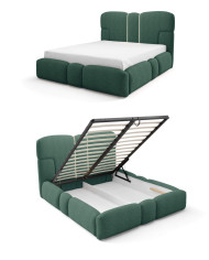 Łóżka tapicerowane Monti Led 120x200, oświetlenie, podnośnik, stelaż, pojemnik, Gruszka Meble