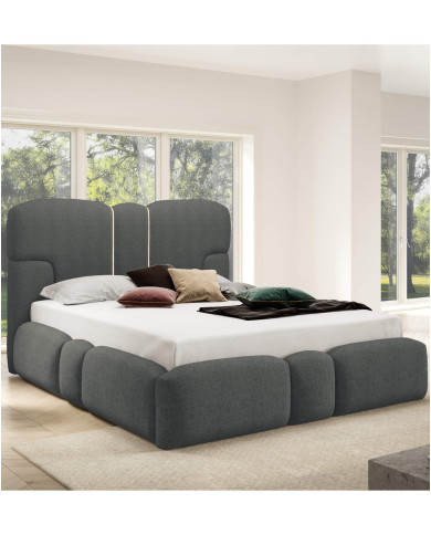 Łóżka tapicerowane Monti Led 140x200, oświetlenie, podnośnik, stelaż, pojemnik, Gruszka Meble