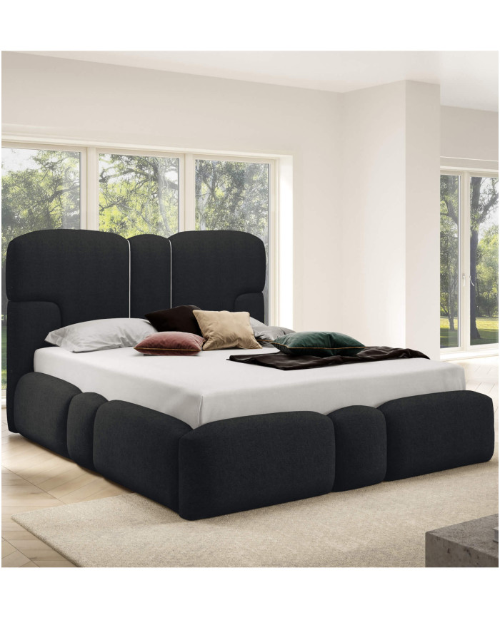 Łóżka tapicerowane Monti Led 160x200, oświetlenie, podnośnik, stelaż, pojemnik, Gruszka Meble