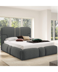 Łóżka tapicerowane Monti Led 160x200, oświetlenie, podnośnik, stelaż, pojemnik, Gruszka Meble