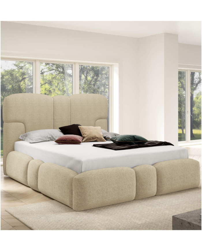 Łóżka tapicerowane Monti Led 180x200, oświetlenie, podnośnik, stelaż, pojemnik, Gruszka Meble