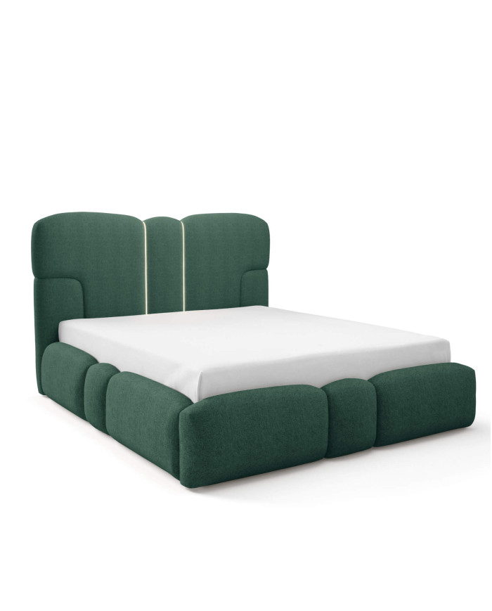 Łóżka tapicerowane Monti Led 200x200, oświetlenie, podnośnik, stelaż, pojemnik, Gruszka Meble