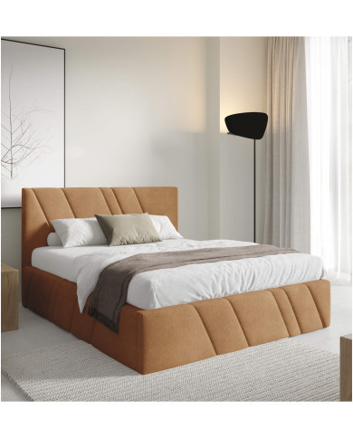 Łóżka tapicerowane Nest 140x200, podnośnik, stelaż, pojemnik, Gruszka Meble