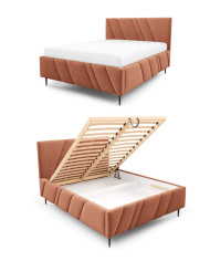 Łóżka tapicerowane Nest Leg 160x200, podnośnik, stelaż, pojemnik, Gruszka Meble