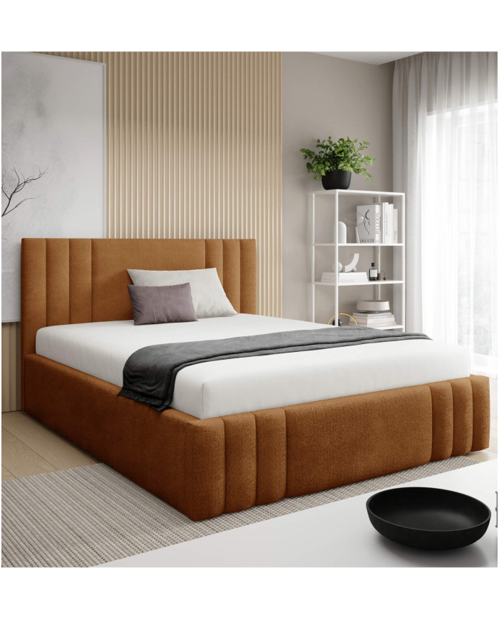 Łóżka tapicerowane Ribo 140x200, podnośnik, stelaż, pojemnik, Gruszka Meble