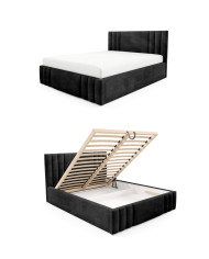 Łóżka tapicerowane Ribo 160x200, podnośnik, stelaż, pojemnik, Gruszka Meble