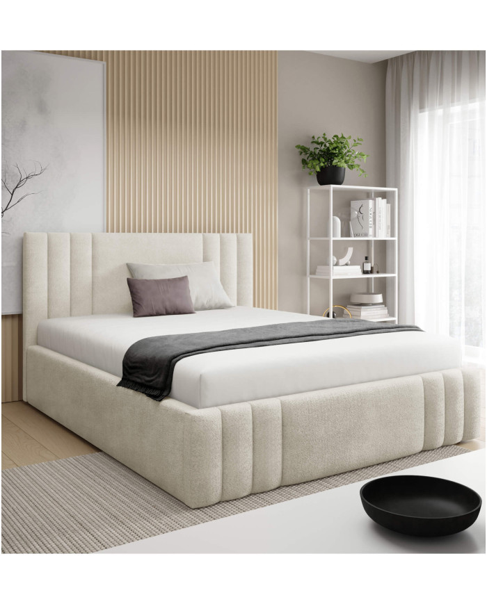 Łóżka tapicerowane Ribo 160x200, podnośnik, stelaż, pojemnik, Gruszka Meble