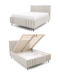 Łóżka tapicerowane Ribo Leg 140x200, podnośnik, stelaż, pojemnik, Gruszka Meble