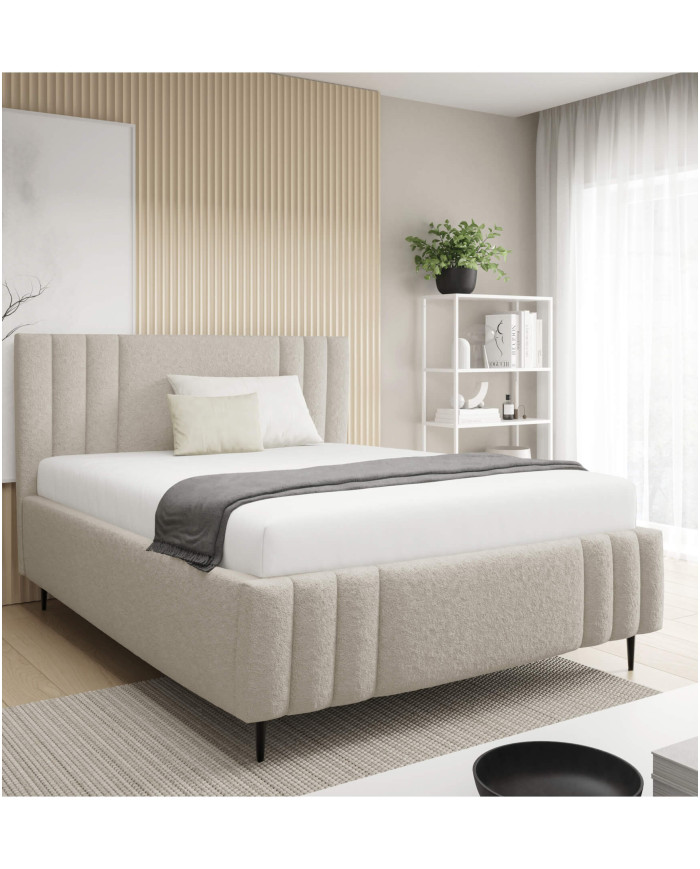 Łóżka tapicerowane Ribo Leg 140x200, podnośnik, stelaż, pojemnik, Gruszka Meble