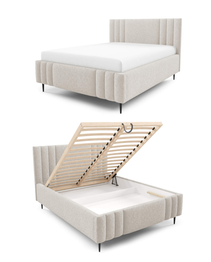Łóżka tapicerowane Ribo Leg 180x200, podnośnik, stelaż, pojemnik, Gruszka Meble