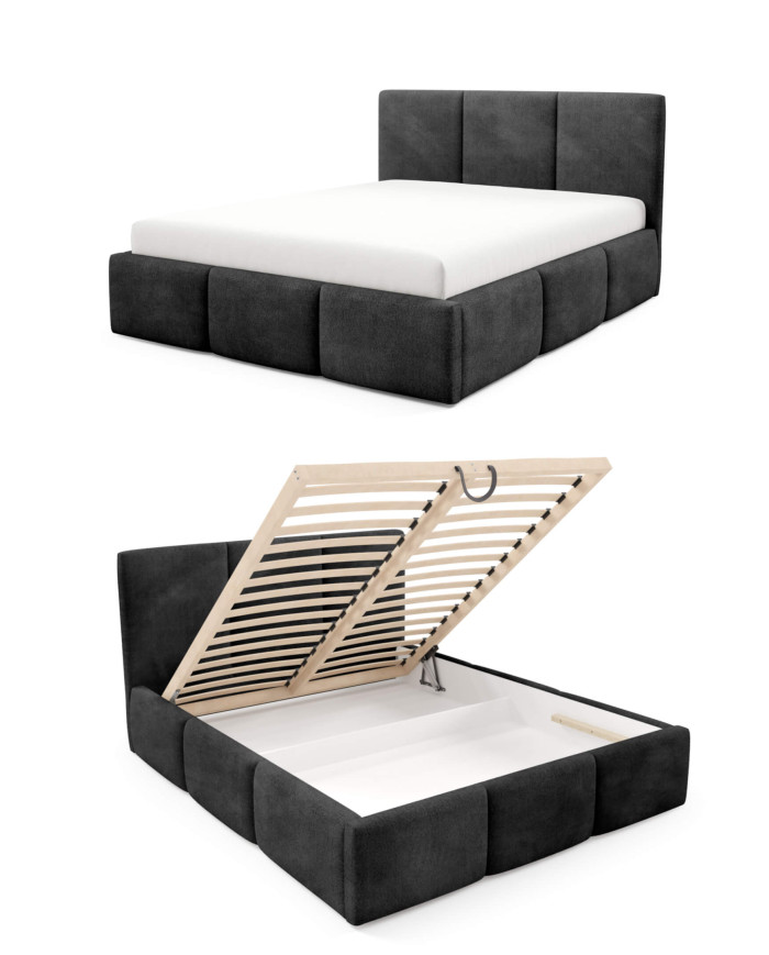 Łóżka tapicerowane Velora 160x200, podnośnik, stelaż, pojemnik, Gruszka Meble