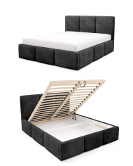 Łóżka tapicerowane Velora 160x200, podnośnik, stelaż, pojemnik, Gruszka Meble