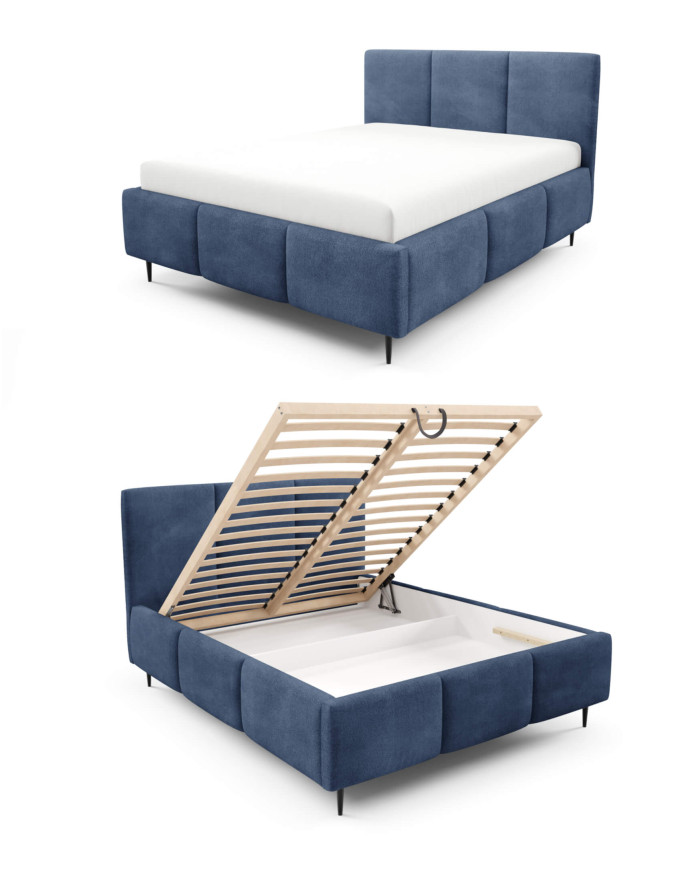Łóżka tapicerowane Velora Leg 180x200, podnośnik, stelaż, pojemnik, Gruszka Meble