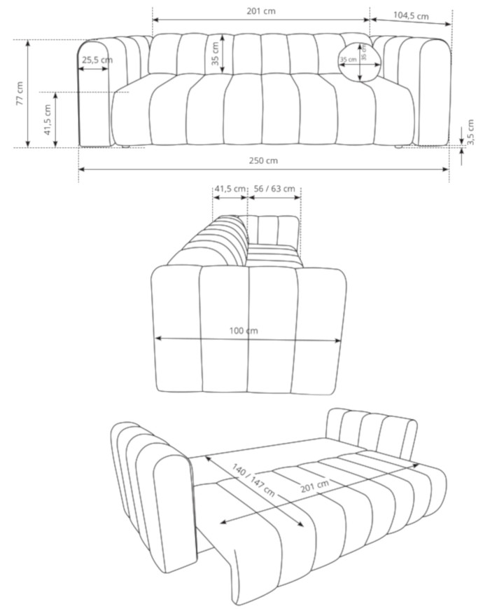 Sofa Fumo, funkcja spania, pojemnik, Laski Meble