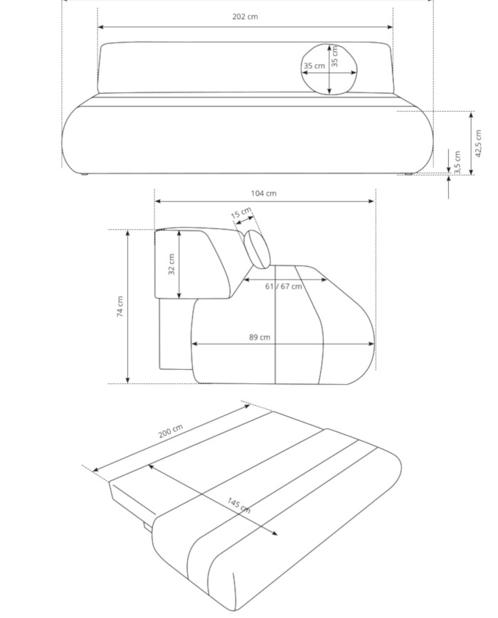 Sofa Lino, funkcja spania, pojemnik, Laski Meble