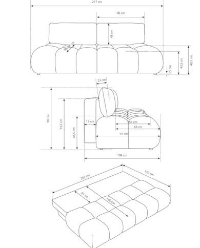 Sofa Moko, funkcja spania, pojemnik, Laski Meble