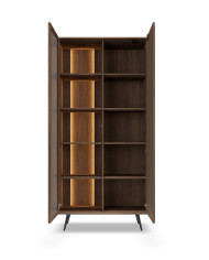 Witryna wysoka Amaro 2D, dwudrzwiowa, z oświetleniem LED, Dąb dunin, Laski Meble