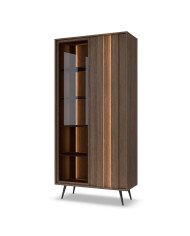 Witryna wysoka Amaro 2D, dwudrzwiowa, z oświetleniem LED, Dąb dunin, Laski Meble