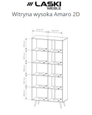 Witryna wysoka Amaro 2D, dwudrzwiowa, z oświetleniem LED, Dąb dunin, Laski Meble