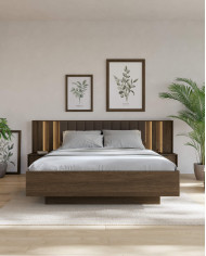 Witryna wysoka Amaro 2D, dwudrzwiowa, z oświetleniem LED, Dąb dunin, Laski Meble