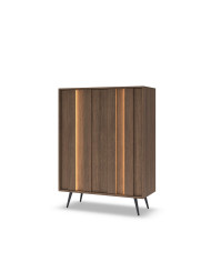Komoda wysoka Amaro 2D, dwudrzwiowa, z oświetleniem LED, Dąb dunin, Laski Meble