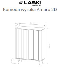Komoda wysoka Amaro 2D, dwudrzwiowa, z oświetleniem LED, Dąb dunin, Laski Meble