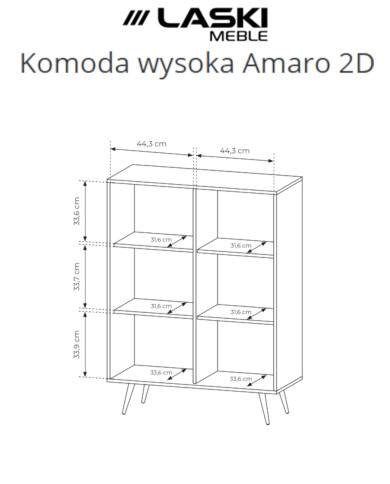 Komoda wysoka Amaro 2D, dwudrzwiowa, z oświetleniem LED, Dąb dunin, Laski Meble