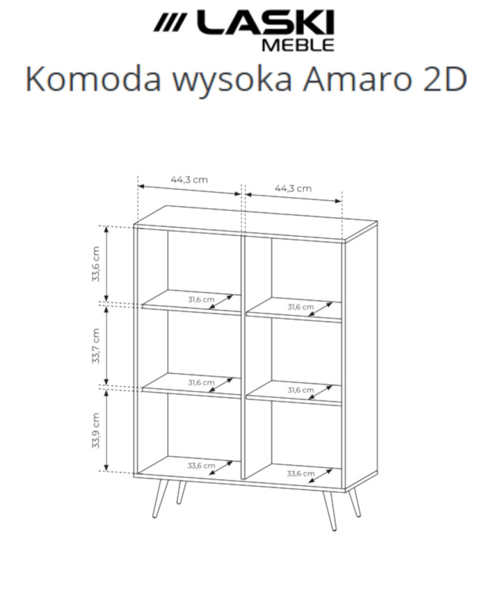 Komoda wysoka Amaro 2D, dwudrzwiowa, z oświetleniem LED, Dąb dunin, Laski Meble