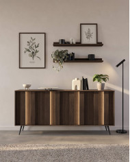 Komoda wysoka Amaro 2D, dwudrzwiowa, z oświetleniem LED, Dąb dunin, Laski Meble