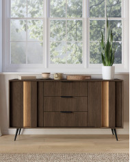 Komoda wysoka Amaro 2D, dwudrzwiowa, z oświetleniem LED, Dąb dunin, Laski Meble