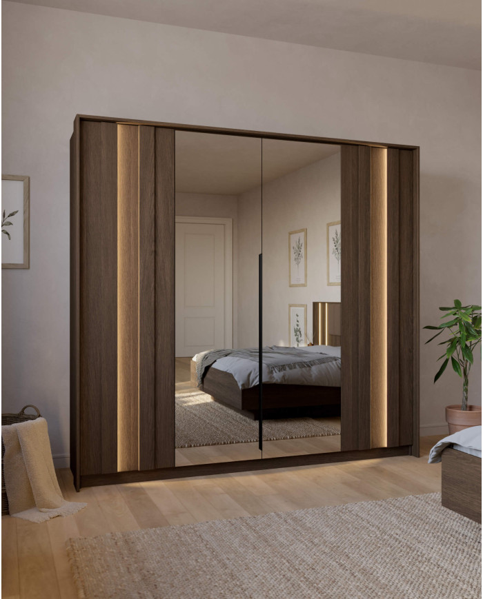 Komoda Amaro 4D, czterodrzwiowa, z oświetleniem LED, Dąb dunin, Laski Meble