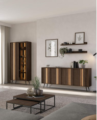 Komoda Amaro 4D, czterodrzwiowa, z oświetleniem LED, Dąb dunin, Laski Meble