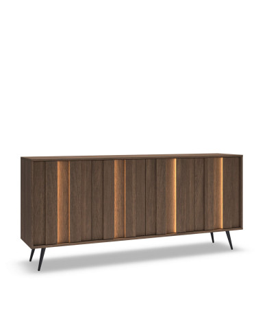 Komoda Amaro 4D, czterodrzwiowa, z oświetleniem LED, Dąb dunin, Laski Meble