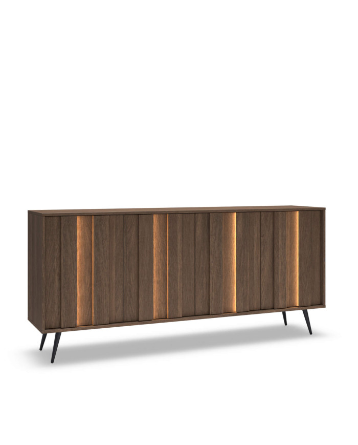 Komoda Amaro 4D, czterodrzwiowa, z oświetleniem LED, Dąb dunin, Laski Meble