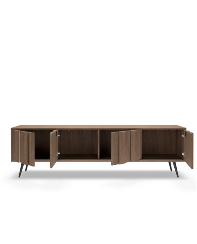 Szafka rtv Amaro 4D, czterodrzwiowa, z oświetleniem LED, Dąb dunin, Laski Meble