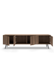 Szafka rtv Amaro 4D, czterodrzwiowa, z oświetleniem LED, Dąb dunin, Laski Meble