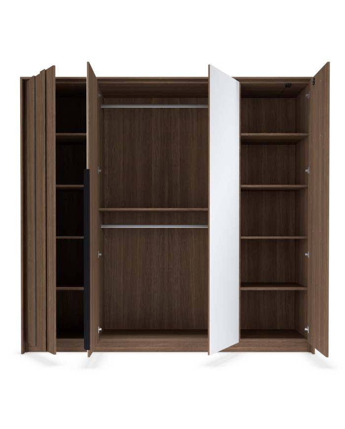 Szafa Amaro 4D2S, z lustrami, czterodrzwiowa do sypialni, Dąb dunin, Laski Meble